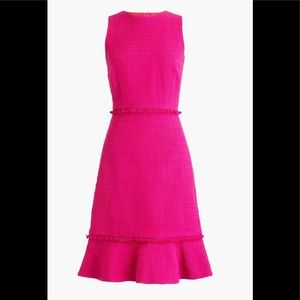 J Crew Odette Textured Tweed Dress with ruffle hem